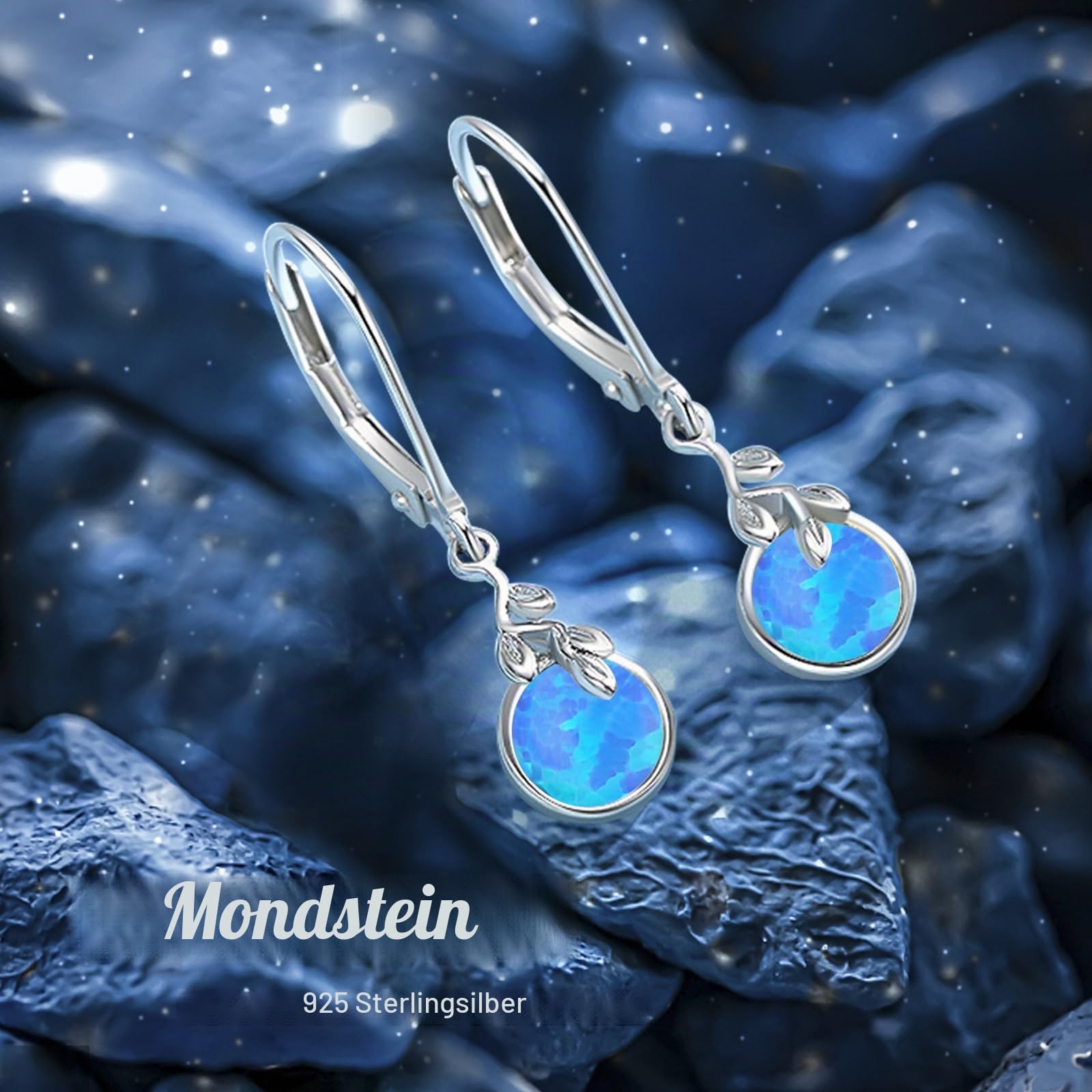 REDSUN Mondstein Tropfen Ohrringe 925 Sterling Silber Damen Keltischer Schmuck Leverback Mondstein/Türkis/Opal Hypoallergen Elegante Hängende Ohrringe Geschenk für Freundin Frau Mutter Geburtstag