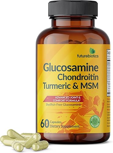 Futurebiotics Glucosamina, condroitina, cúrcuma y MSM fórmula avanzada para articulaciones, apoya articulaciones saludables y movilidad, sin OMG, 60