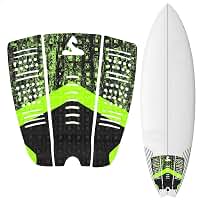 Deck Antiderrapante Surf Soul Fins 3 Peças - Grip Traseiro em EVA Fresado com Kick Tail 25mm e Adesivo de Alta Aderência (Preto, Verde, Mesclado)