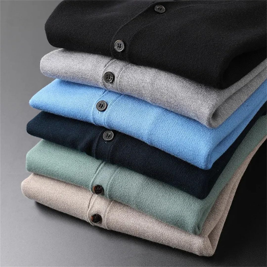 Cárdigan de punto de cachemira para hombre, talla grande, con cuello en V, para otoño e invierno, de lana cálida, de alta gama