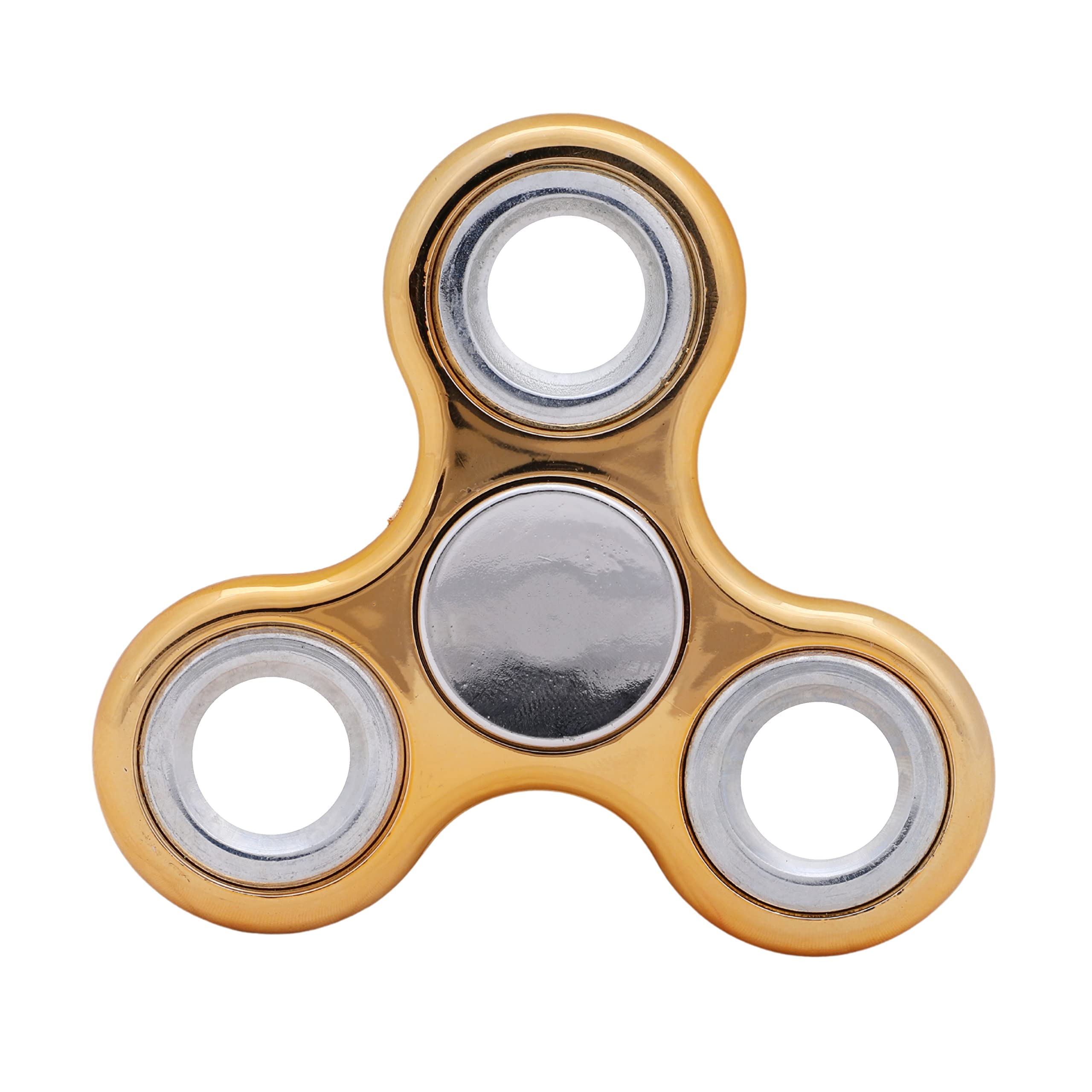 Toyland Fidget Hand Spinner - Stress and Anxiety Relief - Assorted Colours (Metallic Gold & Silver Rings)