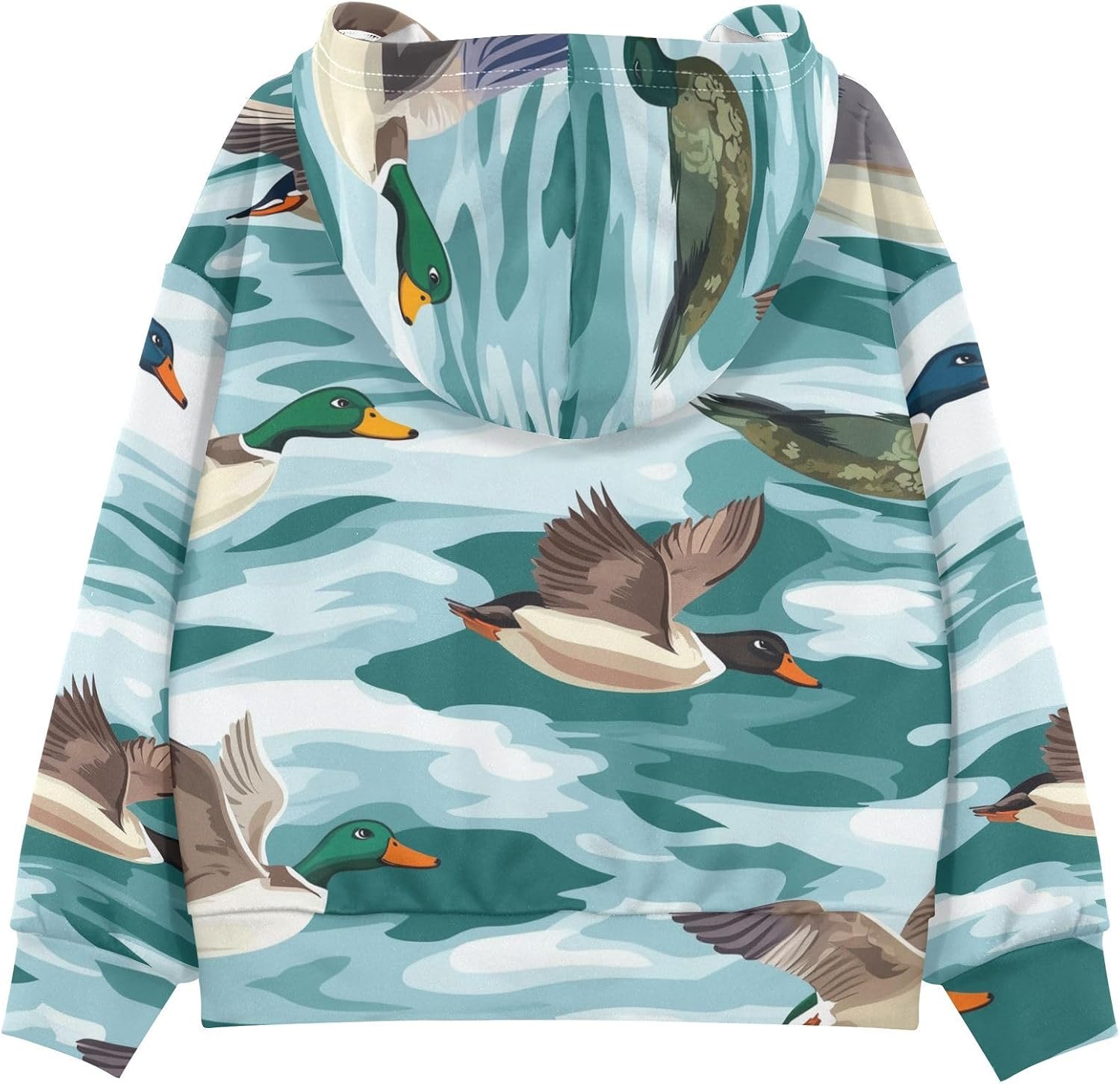 ZZXXB Flying Duck Kids Sweatshirts Boys Girls Hooded Kangaroo Pocket Pullover Tops XS-XXL