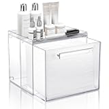 Disposable Facial Towels Storage Box - Acrylic Container Compatible With Clean Skin Club Clean Towel XL - Wall-Mounted Makeup Organizer With Drawer (Excluding Facial Towels)