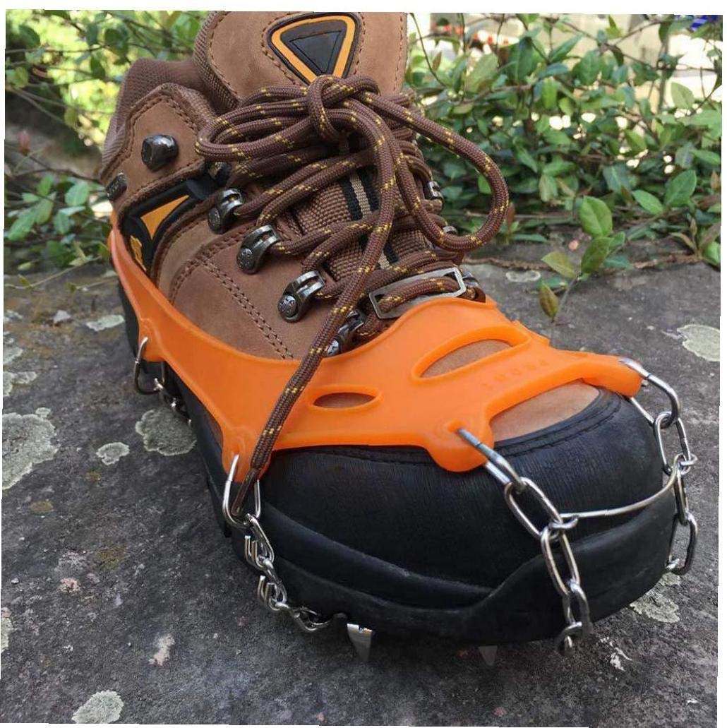 Crampons de Traction Crampons Ice Snow Grips pour Chaussures avec 19 Pointes en Acier Inoxydable pour la Marche, Le Jogging, l'escalade, la randonnée sur la Neige et la Glace (Oran