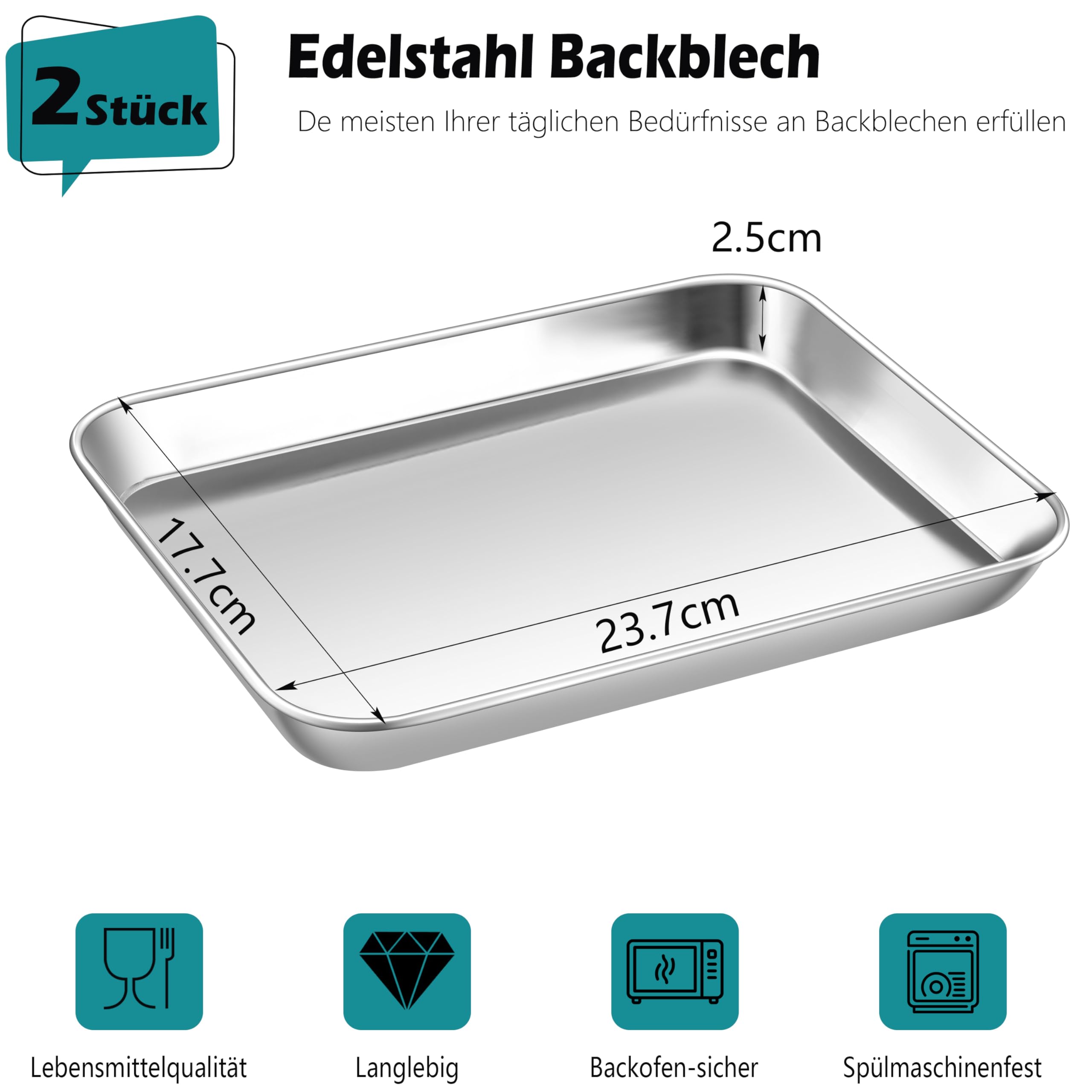 Teglie Forno Teglie Da Forno LDXDRU In Acciaio Inox - Set 2 Pezzi Con Griglie 25x20 Cm E 28x23 Cm Teglie Forno Acciaio