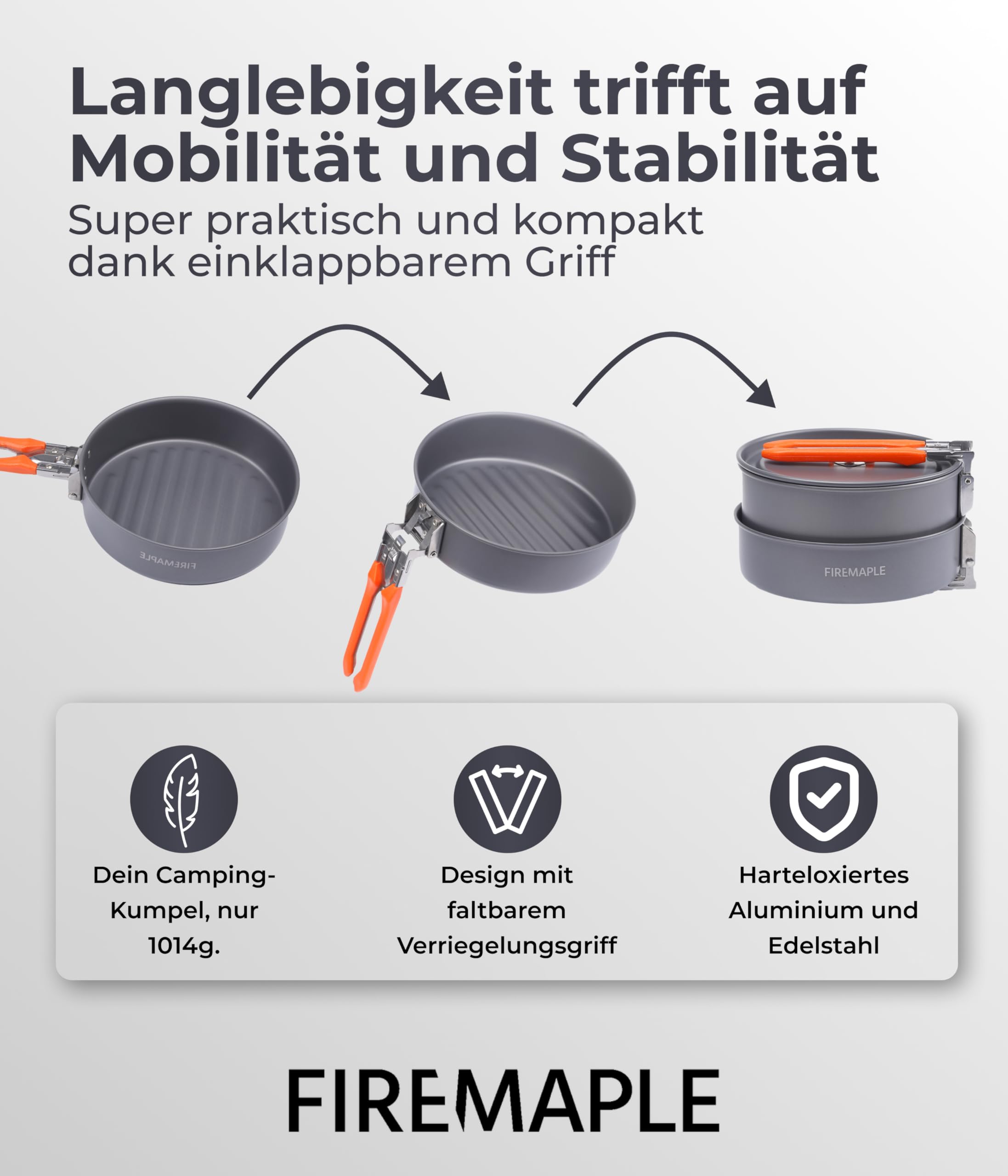 Fire-Maple Feast Camping Geschirr Set aus Edelstahl und eloxiertem Aluminium Feast