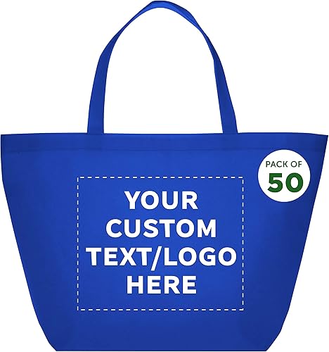 DISCOUNT PROMOS Juego de 50 bolsas personalizadas de estilo sureño para comestibles, paquete a granel personalizado, bolsas de compras y comestibles
