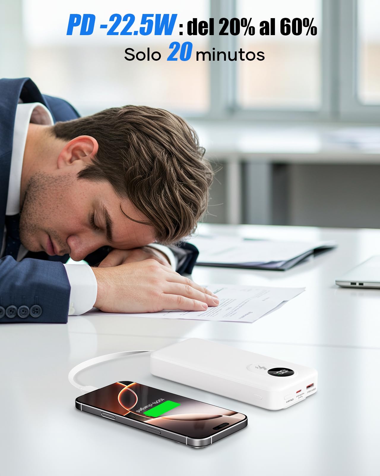 20000 mAh Power Bank: per Macbook Caricatore portatile da 65 W, batteria esterna di ricarica rapida per laptop e cellulare, USB C (ingresso e uscita) Battery Pack Wired and Wireless Bluetooth Speakers