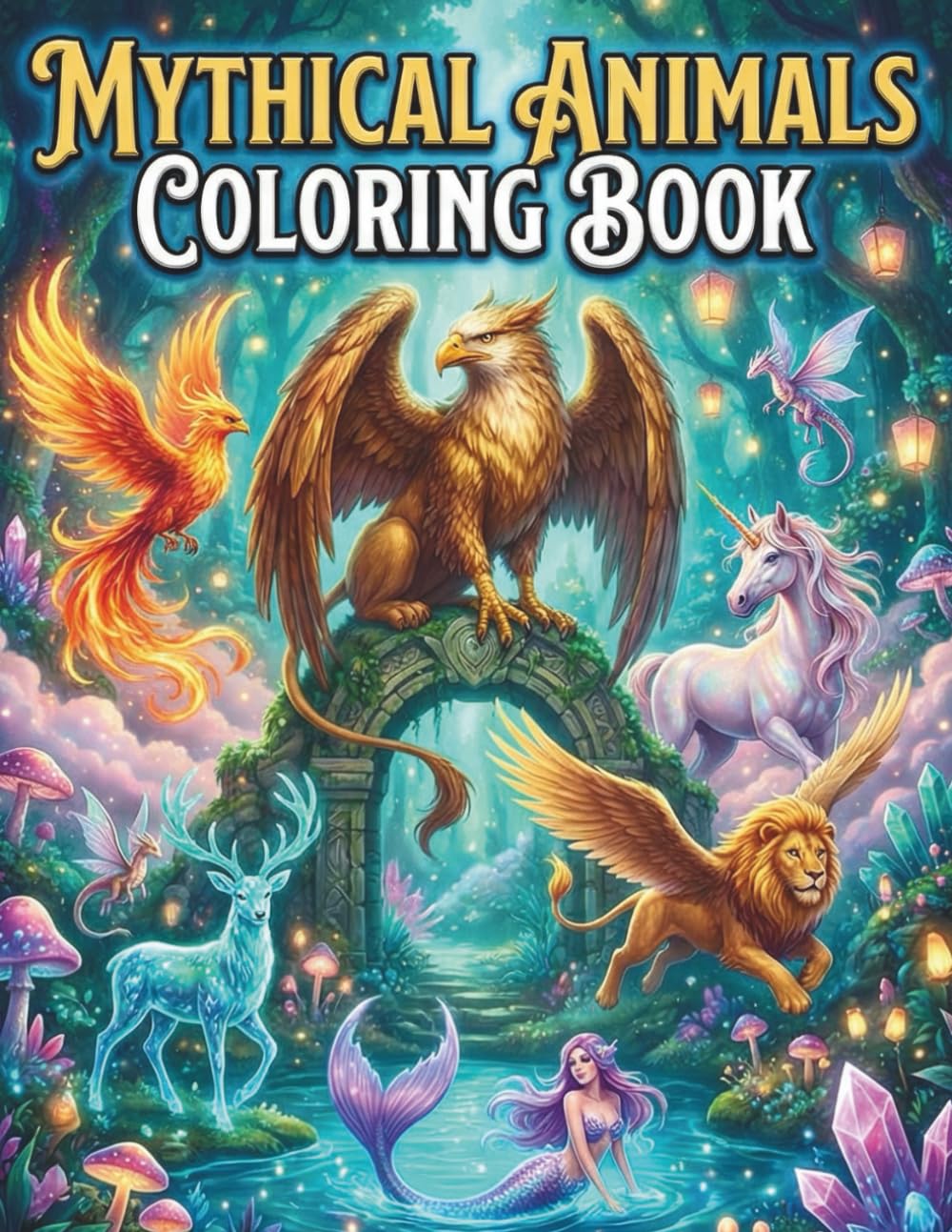 Mythical Animals Coloring Book: Fantasy Coloring Book for Adults Featuring Magical Creatures, Dragons, Unicorns, and Enchanted Beasts for Relaxation and Stress Relief