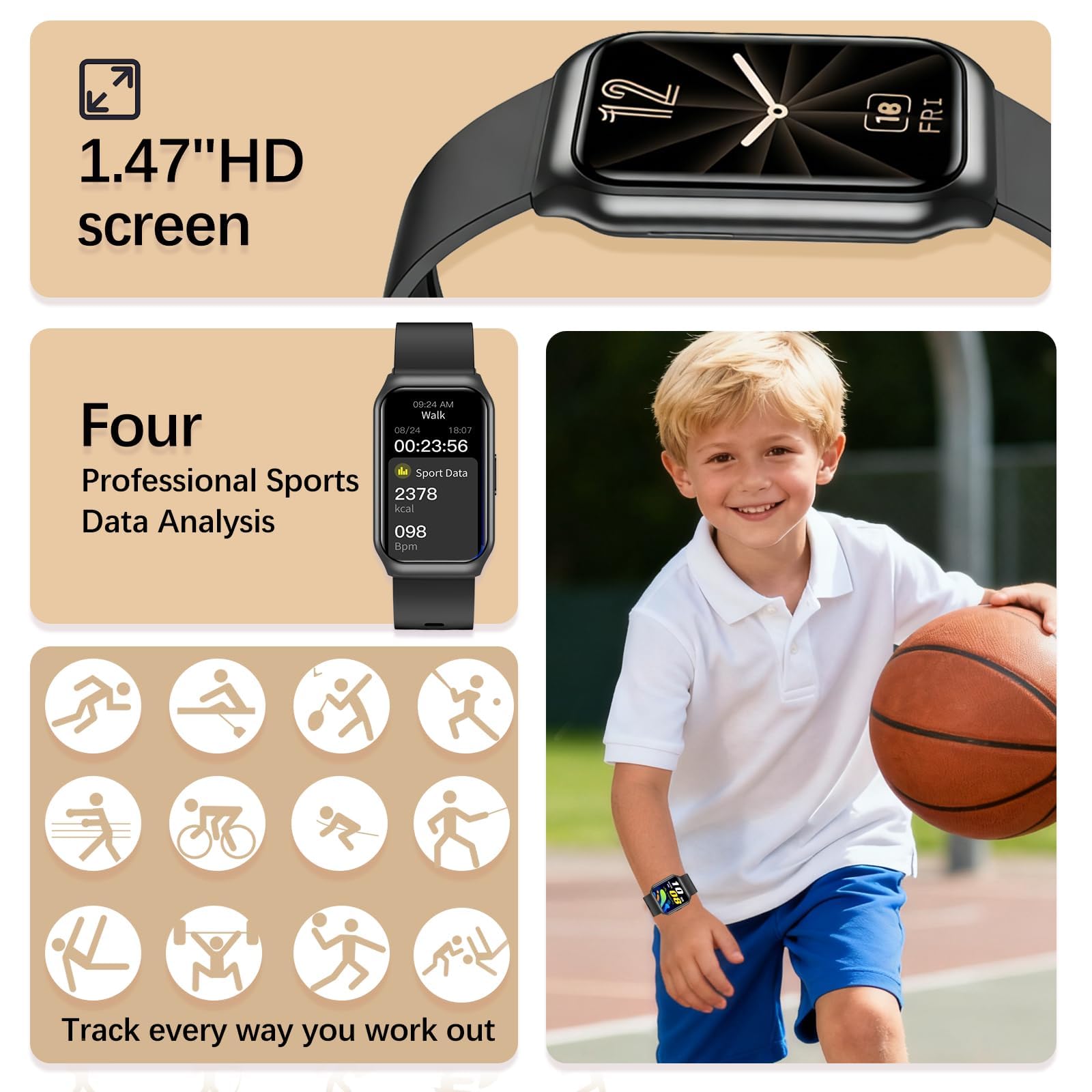 clleylise Smartwatch Bambini con GPS+LBS, Videochiamata, Chiamata, SOS, 7 Giochi Educativi, Modalità Scuola, Contapassi e Fotocamera, Orologio Digitale Multifunzione, Telefono per Bambini