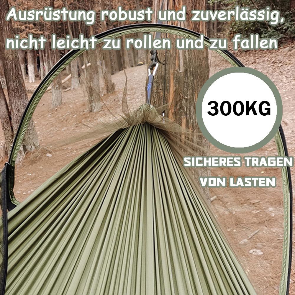 Hamaca con Mosquitera 260 x 140 cm - Camping, Exterior, Portátil, Acampada, Jardín - Capacidad de Carga de 300 kg