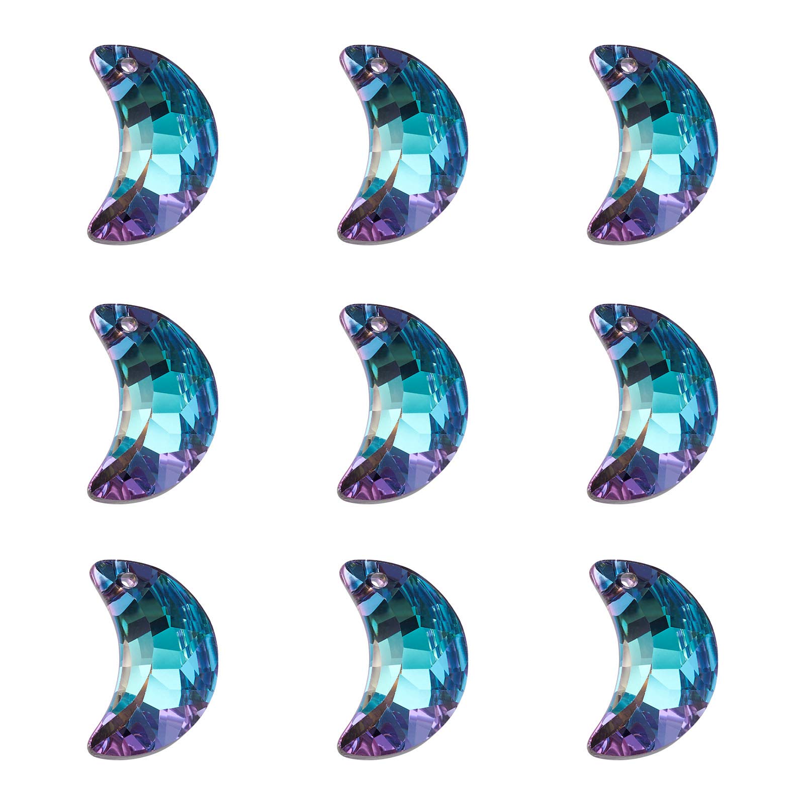 Cheriswelry 30pcs Faceted Glass Moon Pendants Crystal Clear Rhinestone Lunar Charms Dangle Beads for DIY Jewelry Crafts Keychain Making