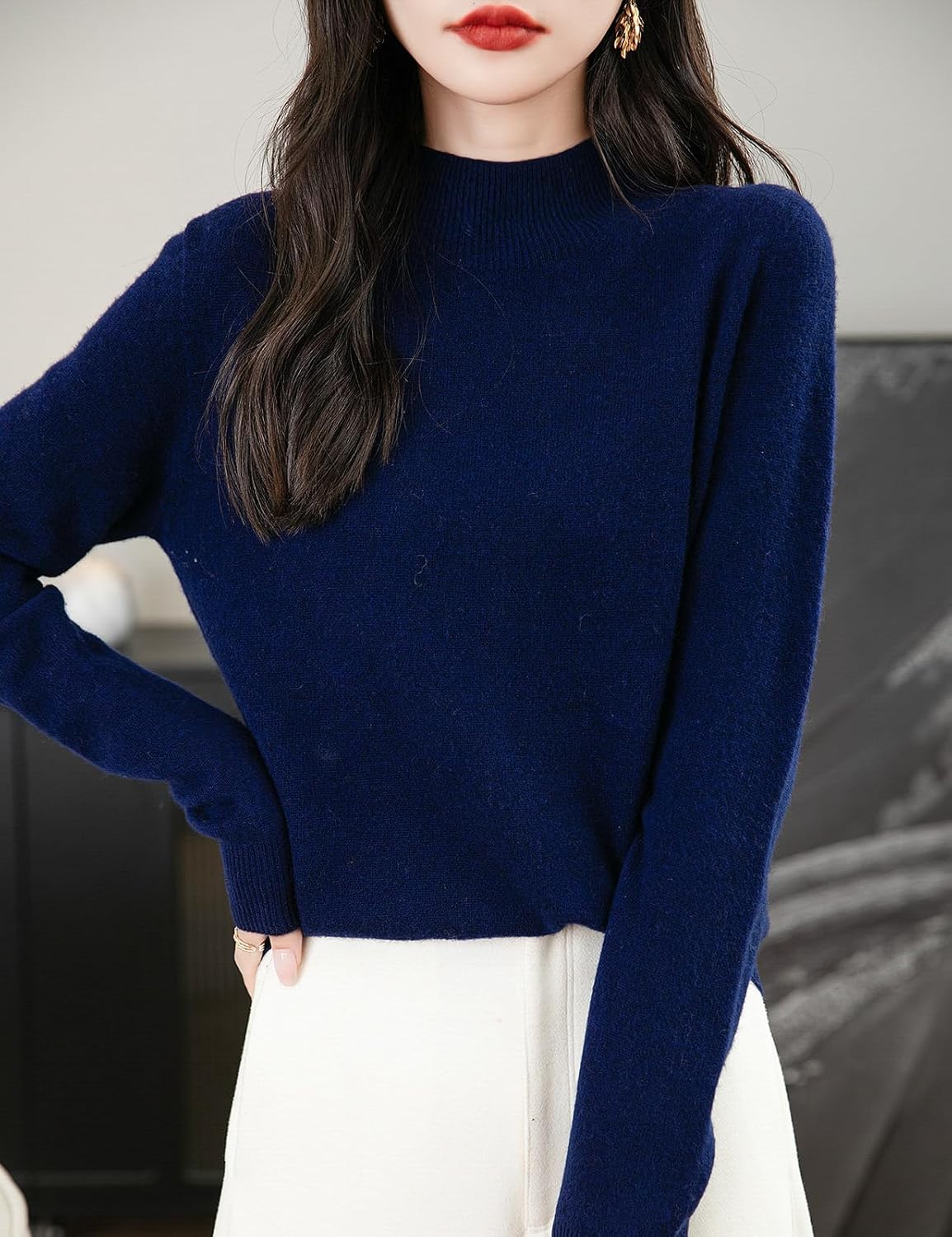 Chanyarn Women's 100% Merino Wool Seamless Sweater Mock Neck First-Line Ready to Wear Long Sleeve Knitted Pullover Tops - Image 3