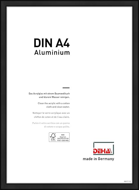 DEHA Design aluminium picture frame Boston, 21x29,7 cm (A4), Jet Black Matt