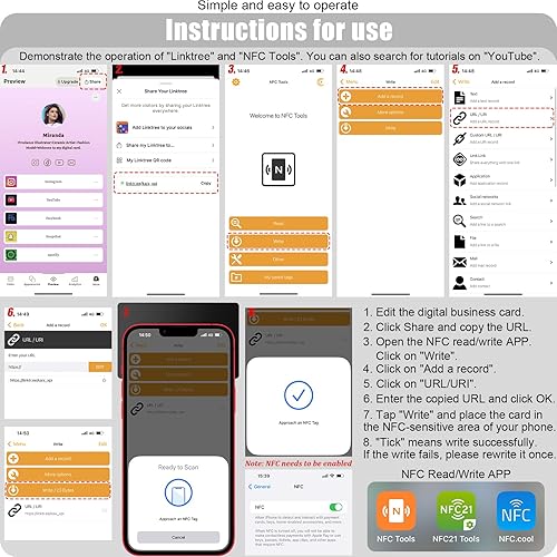 Miniatura 6 de itapring Tarjeta de visita digital de metal, tarjeta de red NFC inteligente para compartir redes sociales y contacto instantáneo, uso compartido