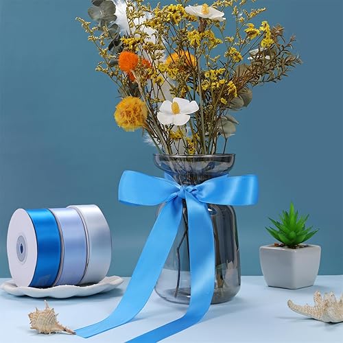 Miniatura 2 de WHZKCYH Cinta de satén azul de 1 pulgada para ramo de flores, envoltura de regalos, invitaciones de boda, decoración de fiesta de cumpleaños, lazo