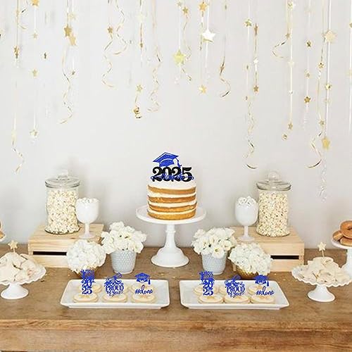 Miniatura 255 de Paquete de 24 adornos dorados para cupcakes de graduación 2025 con purpurina So Proud of You Done Diploma Graduation Cap Cupcake Picks Class of 2025