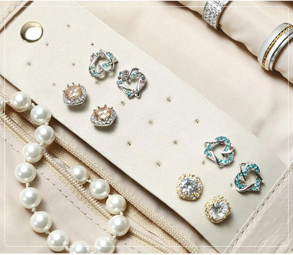 RWCCCRWS Jewelry Box Jewelry Box Black Jewelry Organizer Bag Foldable Travel Jewelry Roll Case with Zipper Pocket Compartments Storage Bag for Women Jewelry case Organizer (Color : Blue)