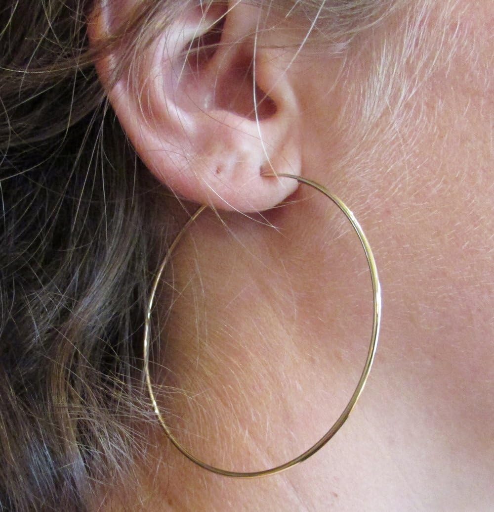 14k Gold Endless Hoop Earrings, 1.25mm Thick Tube