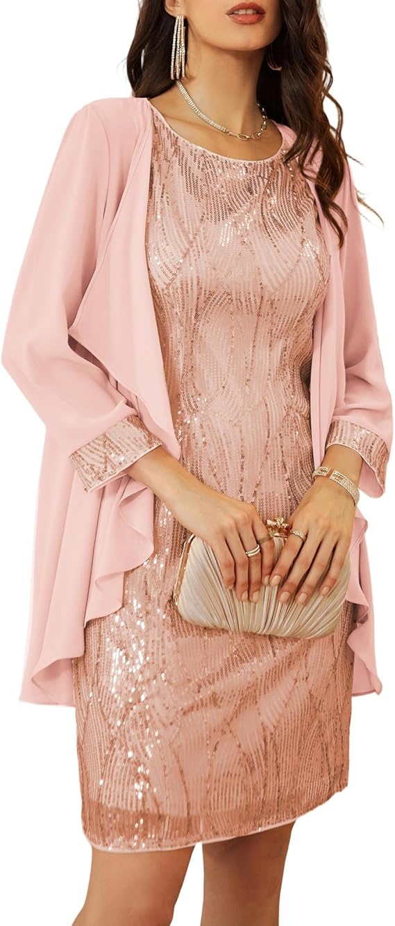 GRACE KARIN Gold Sequin Glitter Dress – Women's Formal Party Gown
