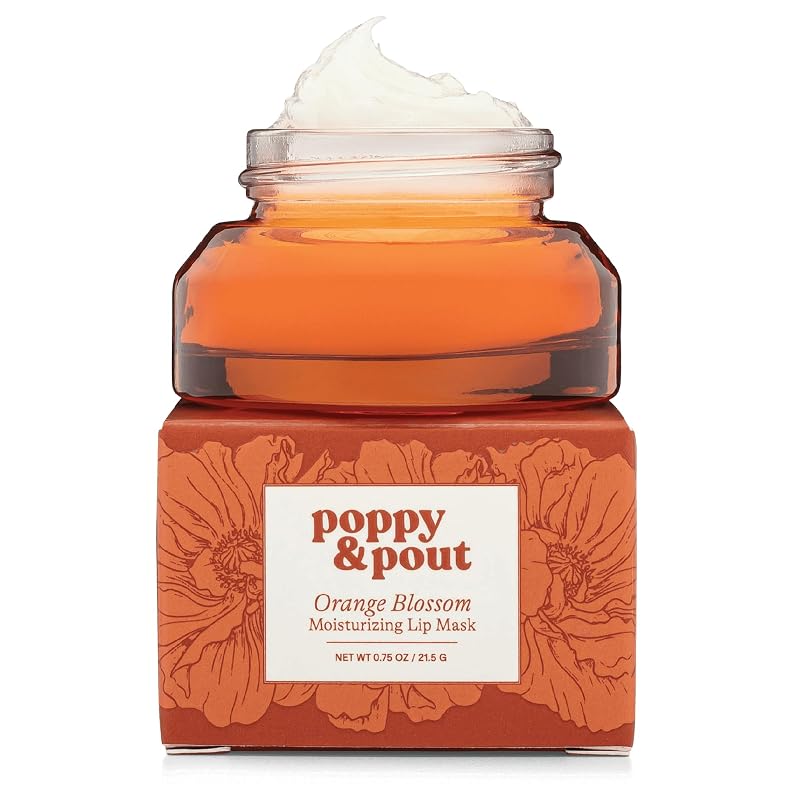 Poppy & Pout Máscara Labial Noturna Orange Blossom com Manteiga de Karité e Cera de Abelha, 18,4 g
