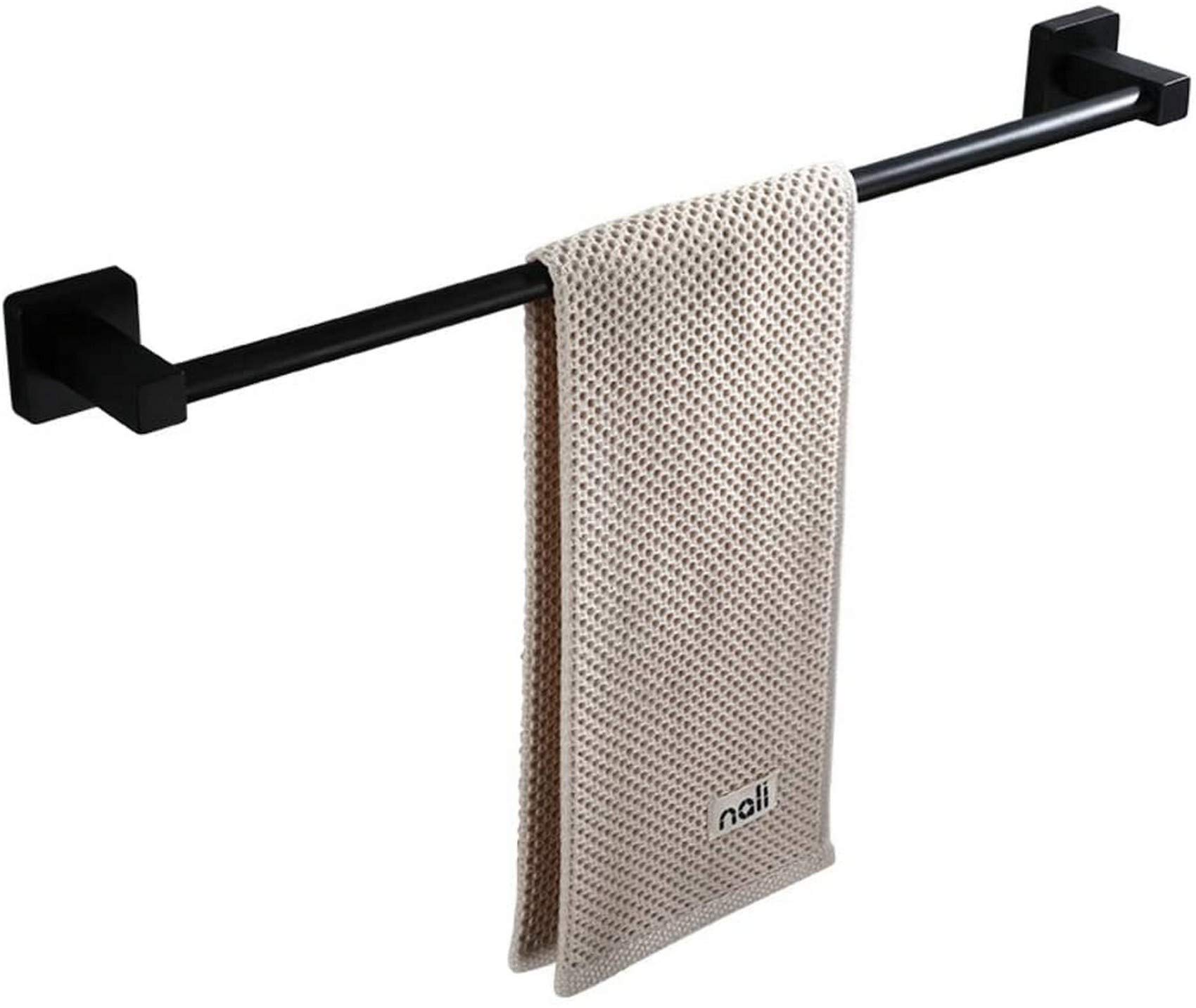 FGXHHS Punch Free punching Dual use Towel rack,Single pole Stainless steel bar,Bathroom Kitchen Widened Thickened rail,Black Matte-A 30cm(12inch)