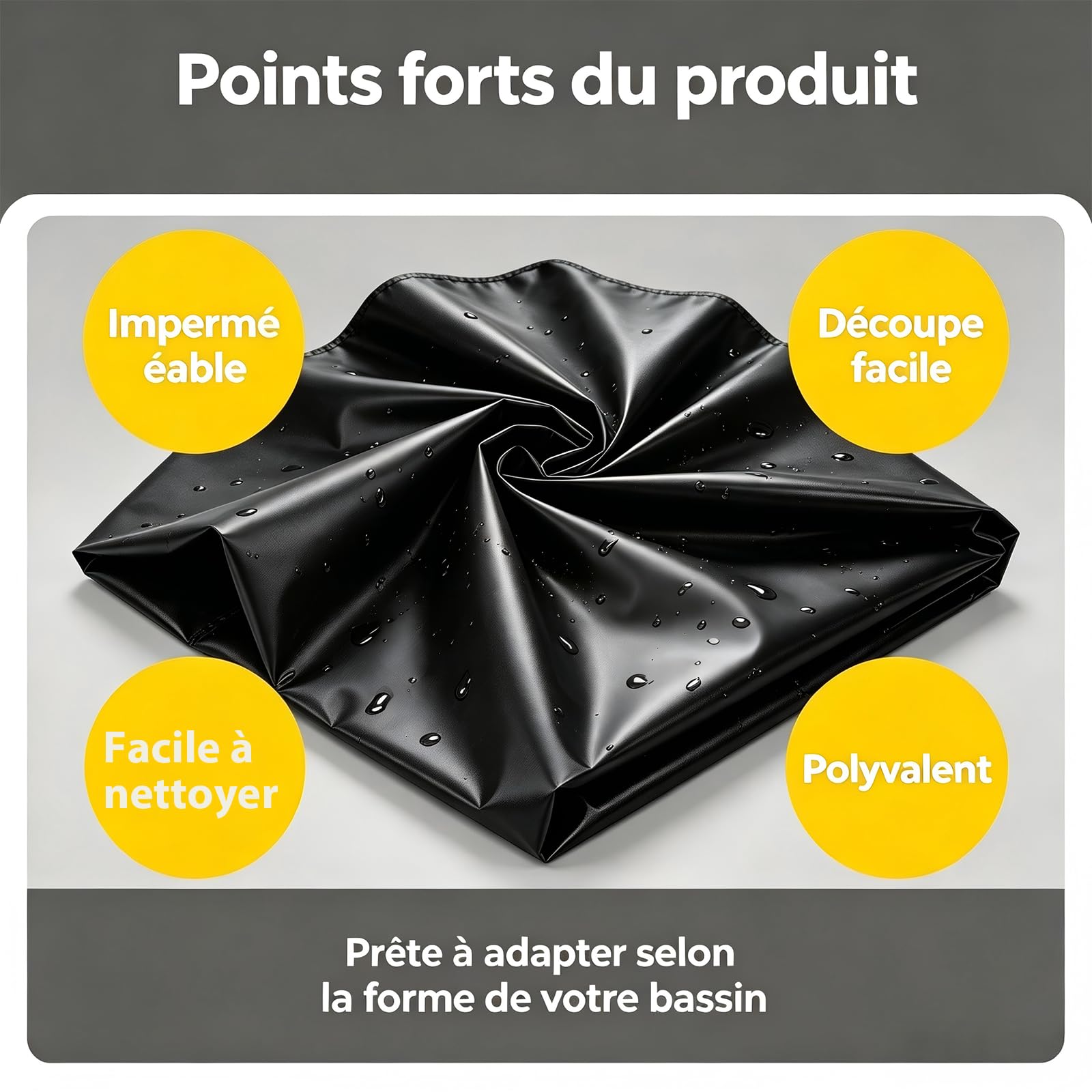 7x9m Bâche pour Bassin en HDPE – 1 pièce,Liner Flexible et étanche – Résistante aux UV,intempéries et déchirures – Idéale pour Bassin de Jardin,Bassin à Poissons,Fontaine et Cascade.