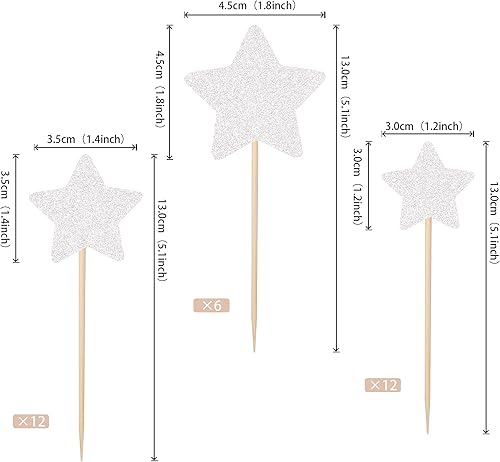 Miniatura 92 de 30 piezas de adornos de estrella para cupcakes con purpurina montados con estrella centelleante, para boda, compromiso, despedida de soltera, fiesta