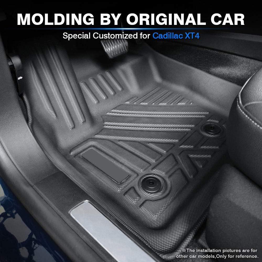 KUST Custom Fit Floor Mats for 2019-2025 Cadillac XT4 Accessories All Weather Floor Liners Rubber 1st & 2nd Row Black Non-Slip High Edge - Image 2