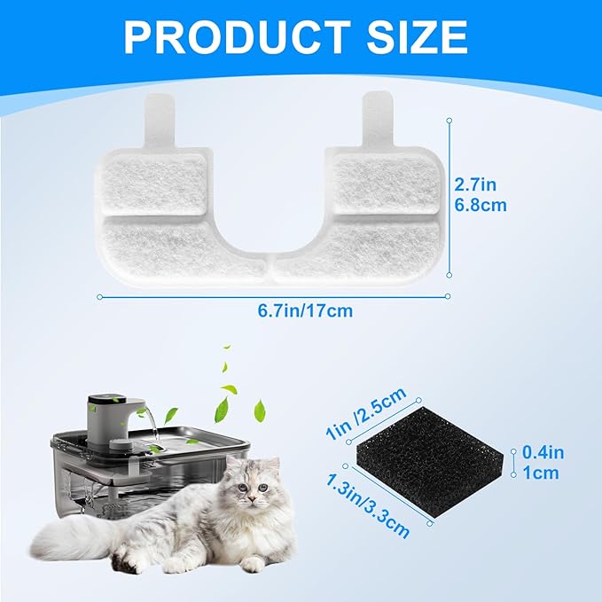 Juego de 16 Filtros y Esponjas para Fuente de Agua Qinliy 3.5L miniatura 2