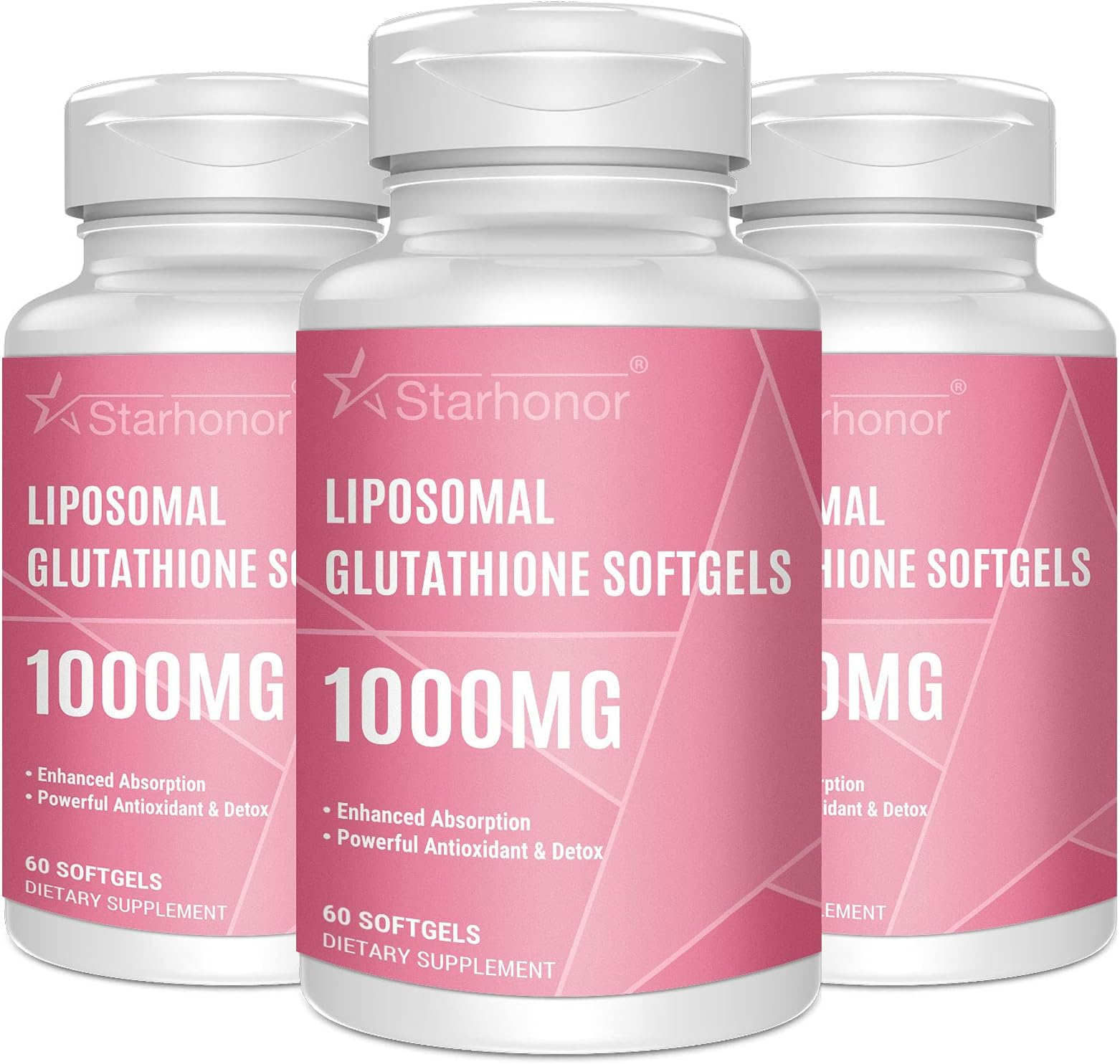 Liposomal Glutathione Softgels 1000 MG, Starhonor Reduced Glutathione Supplement Total 1400 MG, Better Absorption, Non-GMO Antioxidant, Detox, Brain, Immune System, 180 Softgels