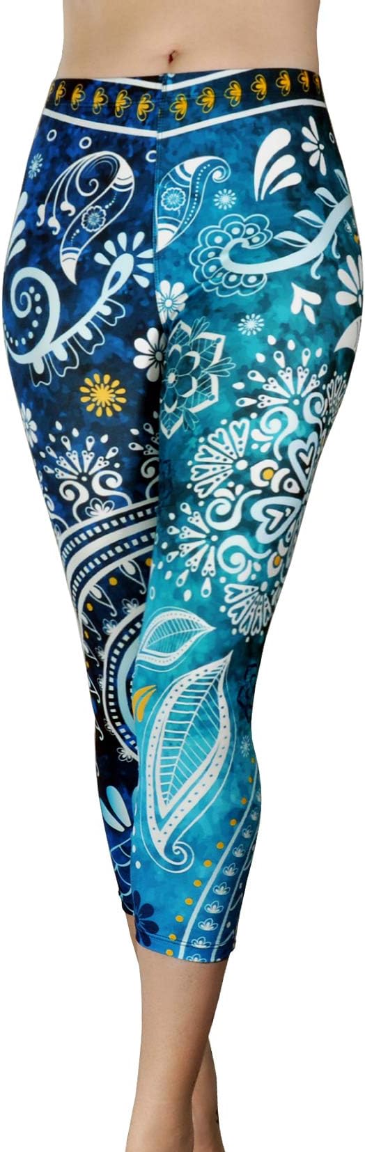 Pants - Workout Capris - High Waist Workout Leggings for Women - Lightweight Printed Yoga Legging - Size S/M 4-10