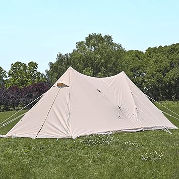 Amazon Tomount パップテント Tc軍幕 6mx3m シェルターテント 大人数 2本ポール付き ポリコットン キャンプテント焚火可 撥水 通気 遮光 キャンプ場 ベージュ Mc テント本体