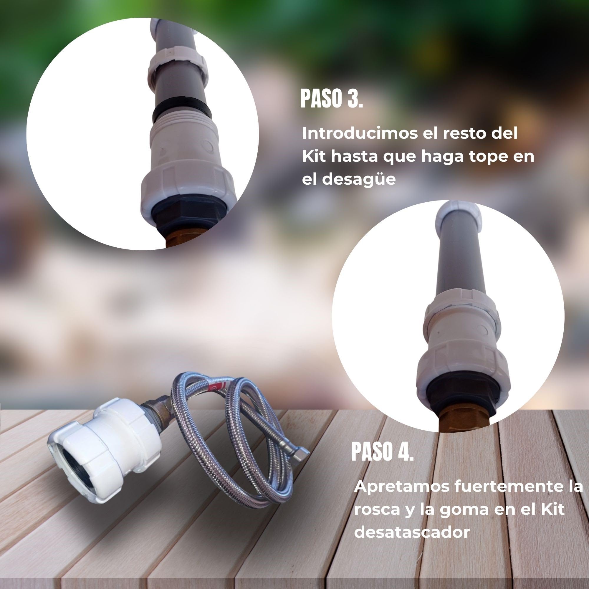 Desatascador Tuberías - Desatascador a Presión – Desatascador de Fregadero Profesional sin Químicos – Limpia Atascos con Presión de Agua – SOLO Tuberías de 32 mm y 40 mm - (Ver video funcionamiento)