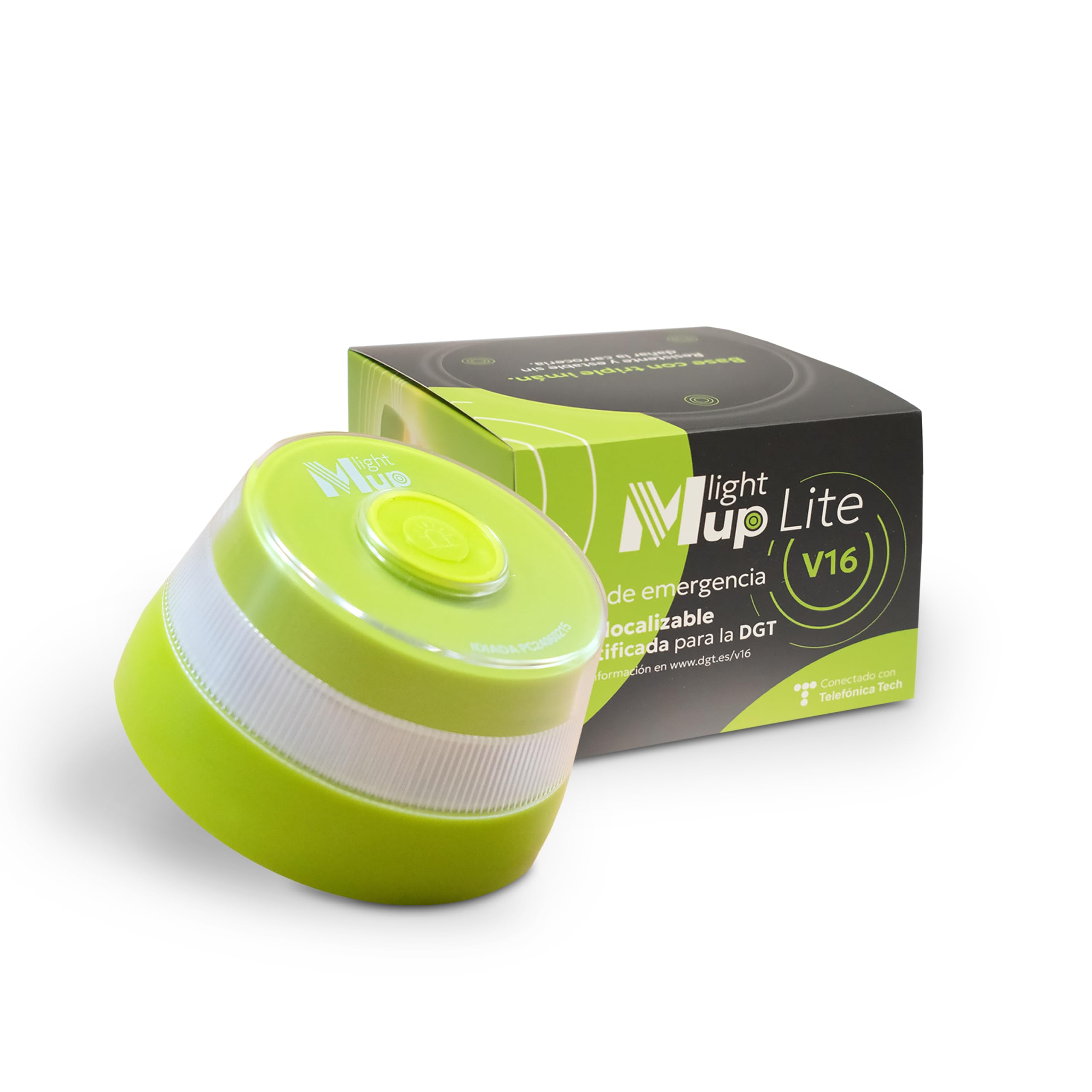 Light MUP Lite Pack 2uds Baliza V16 homologada DGT 3.0-Geolocalización IoT-Luz Emergencia conectada-Señalización Flash Coche-Obligatoria en 2026-Datos Telefónica Tech hasta 2038 (Pack V16 Lite x2)