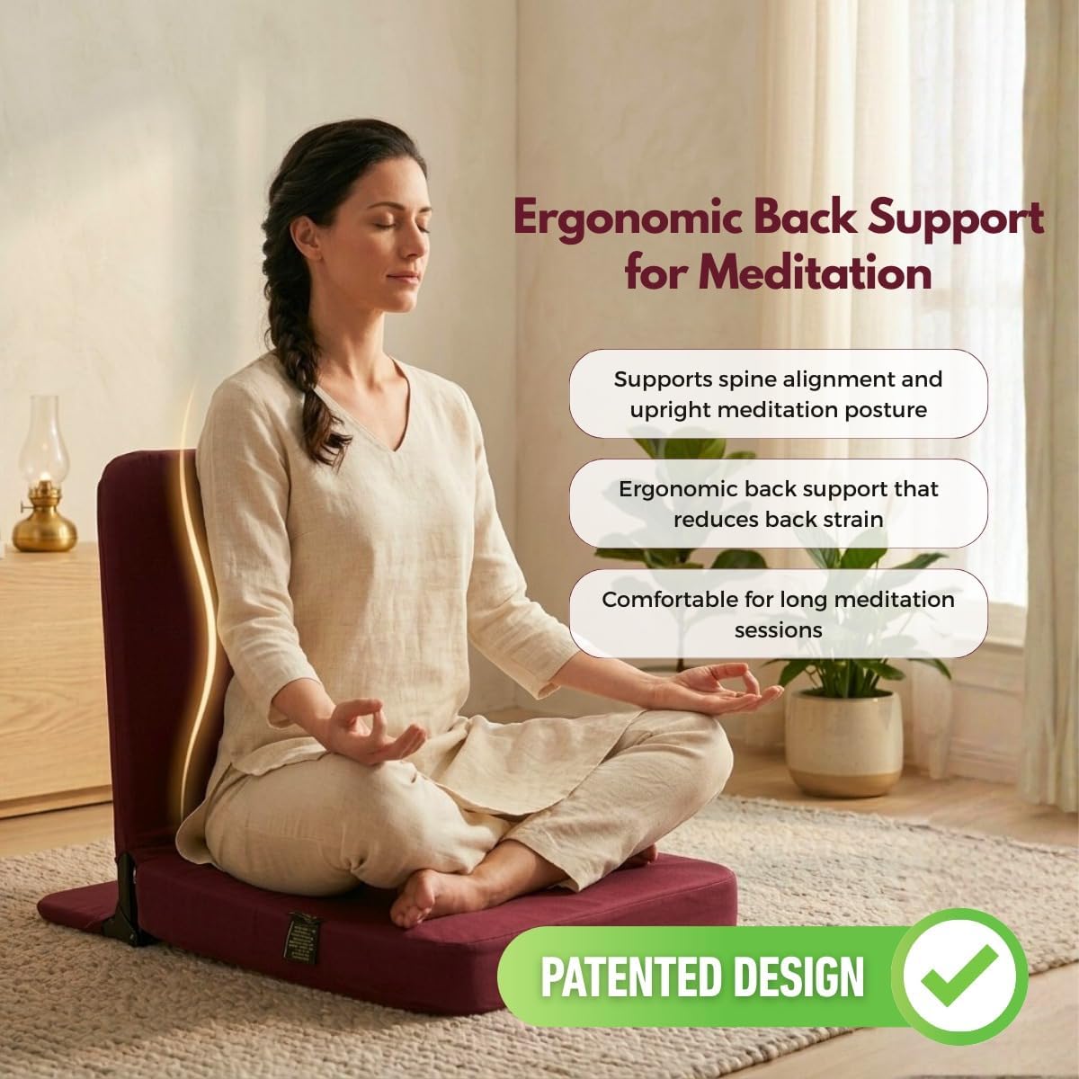 Friends Of Meditation Back Jack Meditation and Yoga Chair (18 X 18 Inch)