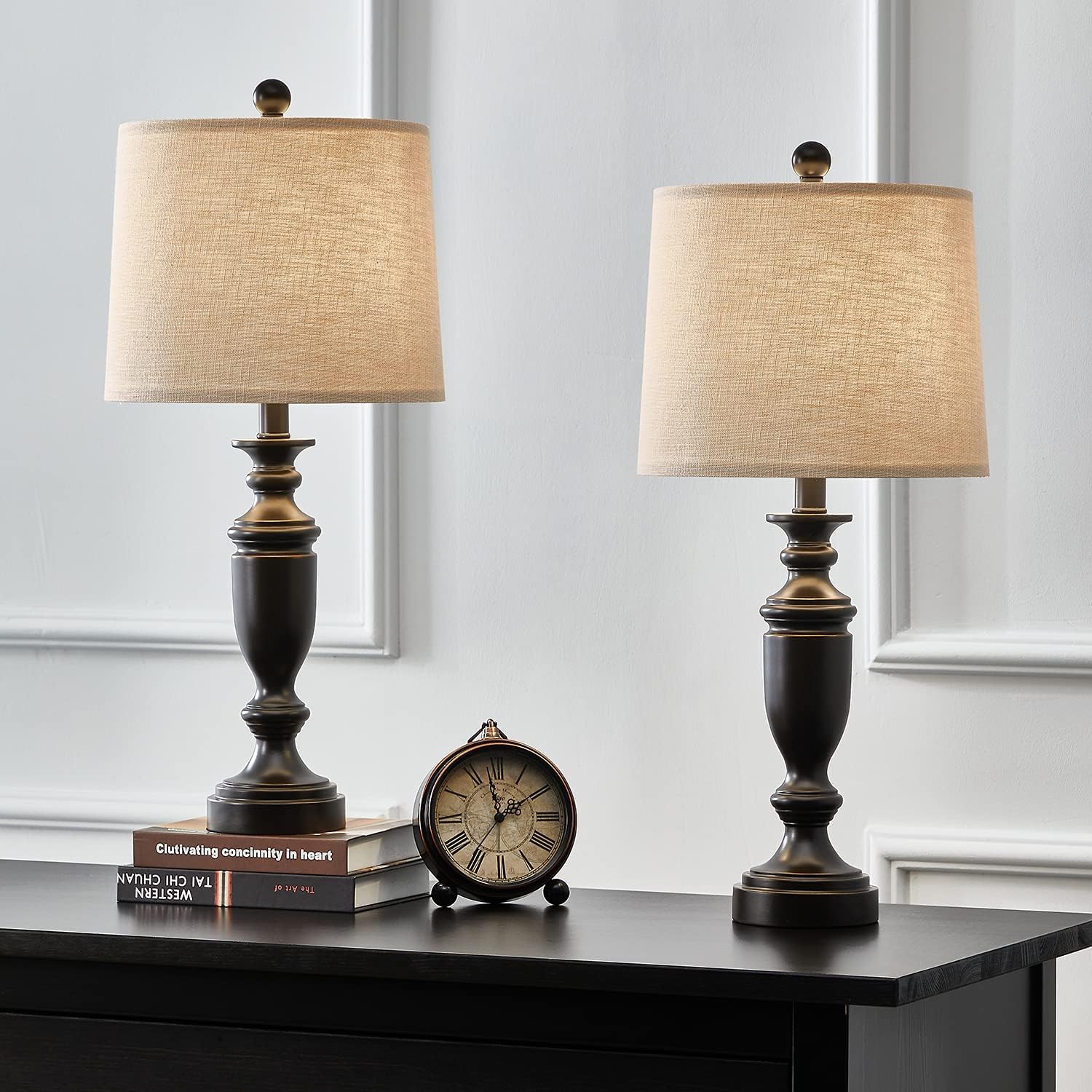 Up To 40% OFF PORTRES 24.5'' Table Lamp Set of 2 for Living Room Retro Style Nightstand Lamps for Bedroom Kids Room Study Room Office Resin Table Lamps Farmhouse Brown