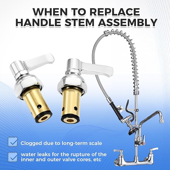 2 Pack Handle Stem Assembly Replacement for T&S Brass Faucet