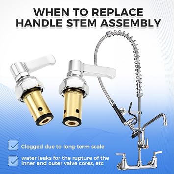 2 Pack Handle Stem Assembly Replacement for T&S Brass Faucet