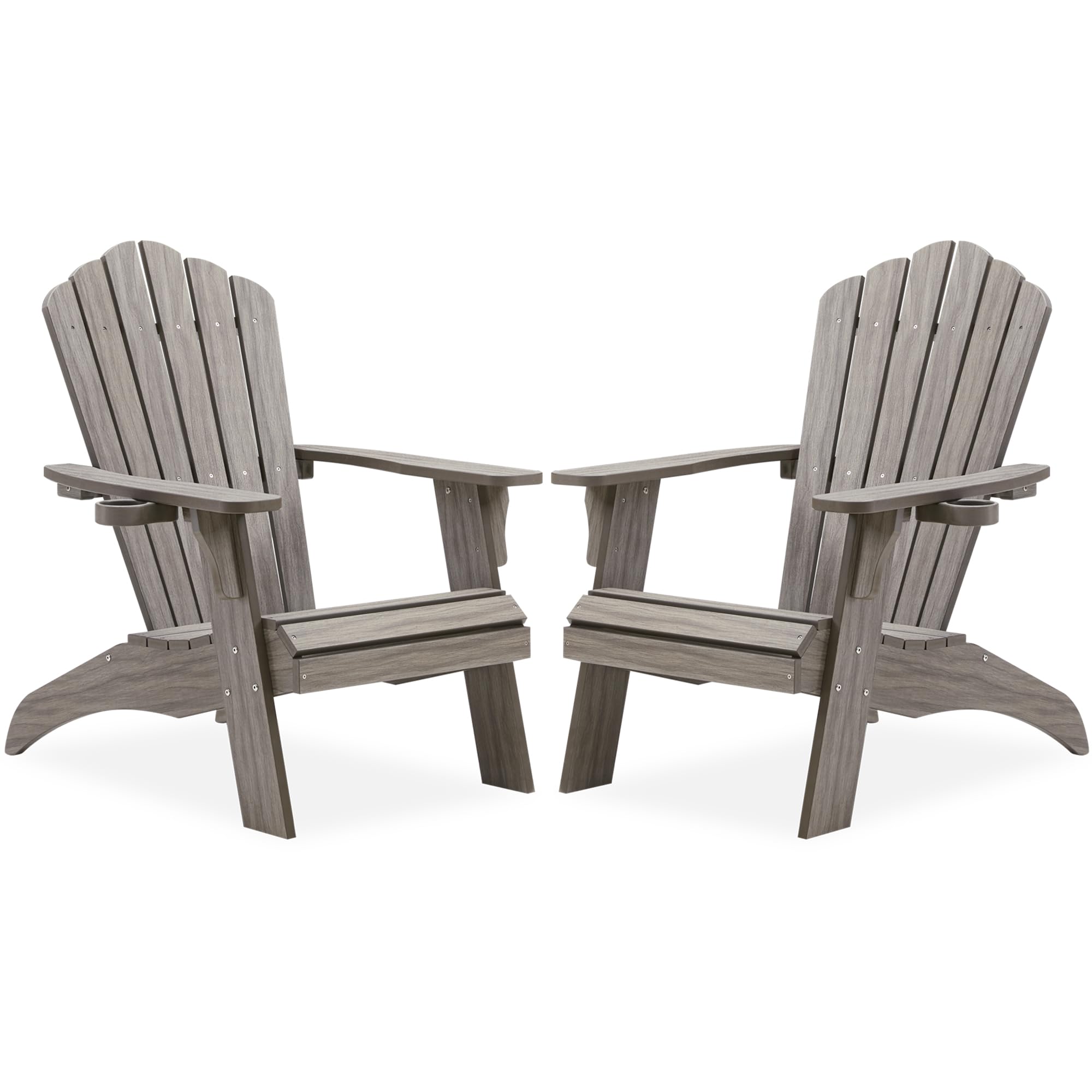 Psilvam Adirondack Chairs Set of 2 with Cup Holder, Light Gray