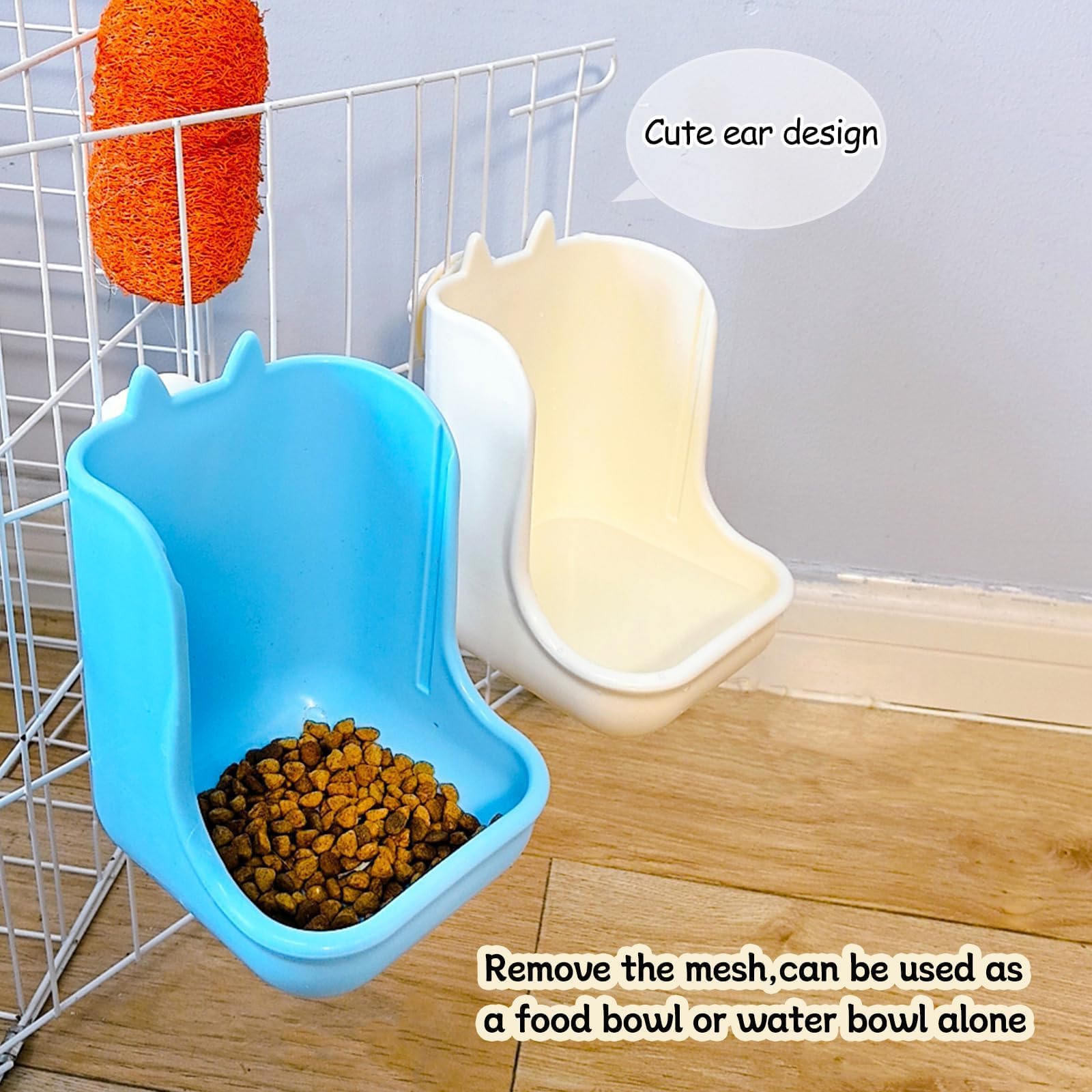 2PCS Rabbit Hay Feeders Rack 2 in 1 Guinea Pig Food Feeder Indoor Feeder for Rabbit Bunny Chinchilla Hamster (Blue+White) - image 4