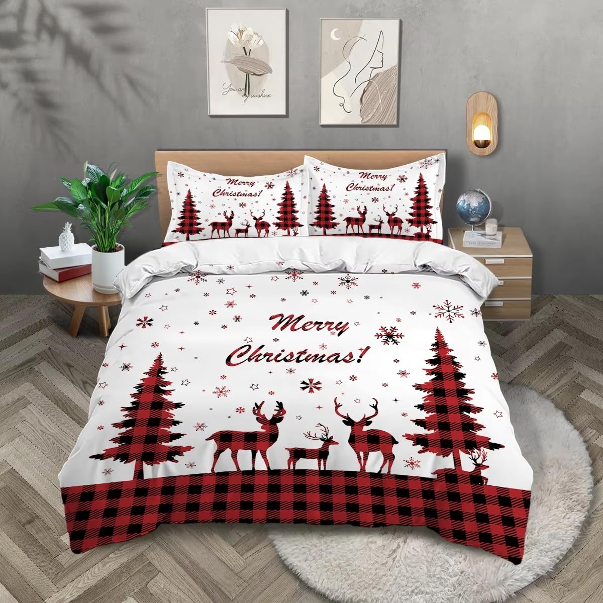 Housse de couette Noël 260x240 pour une ambiance chalet chaleureuse en famille