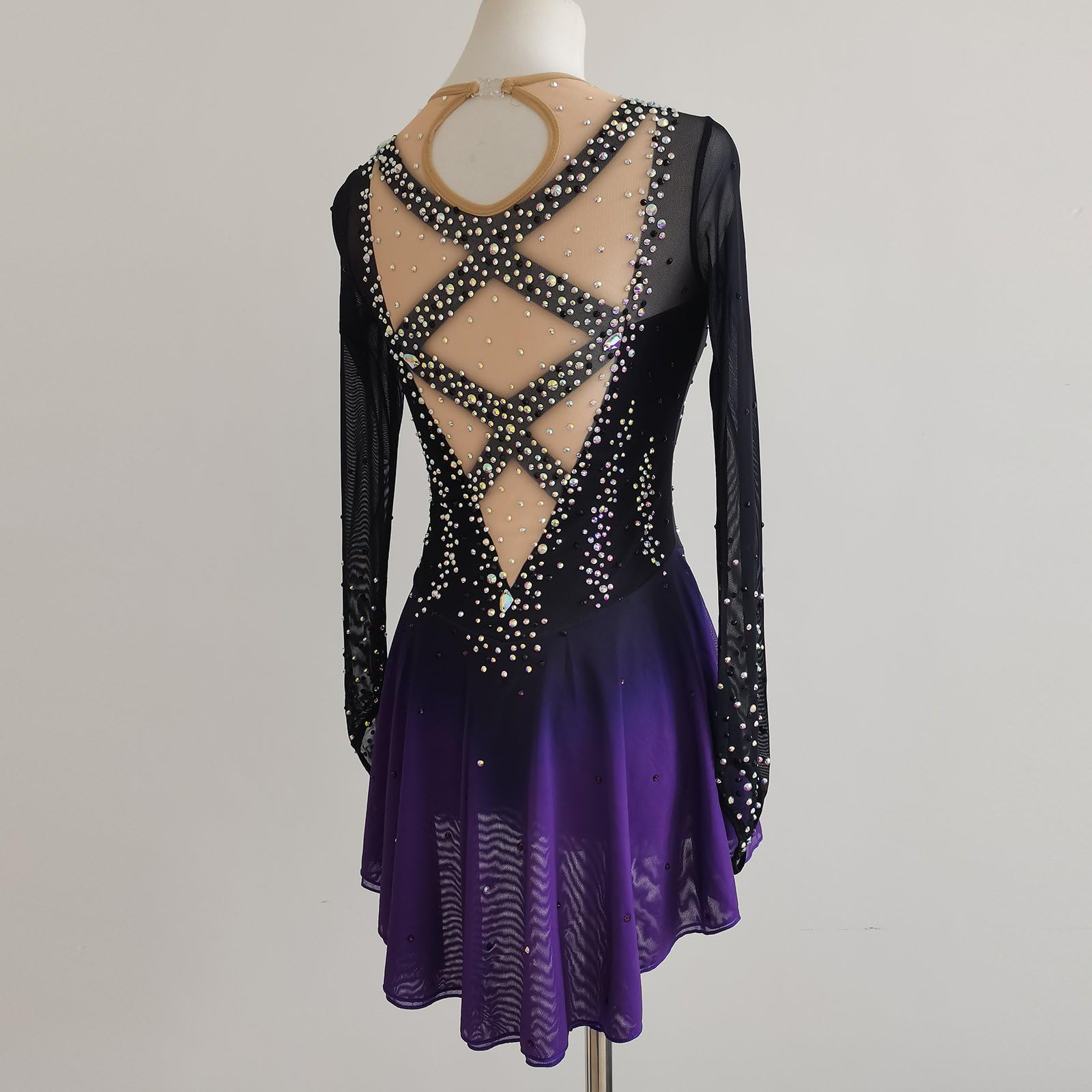 LIUHUO Eiskunstlauf-Kleid für Mädchen, Farbverlauf, Wettbewerbsleistung