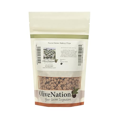 Miniatura 2 de Mini chips de mantequilla de maní, mini chips de mantequilla de maní OliveNation para hornear, inclusión y cobertura seguras para hornear, 8 onzas
