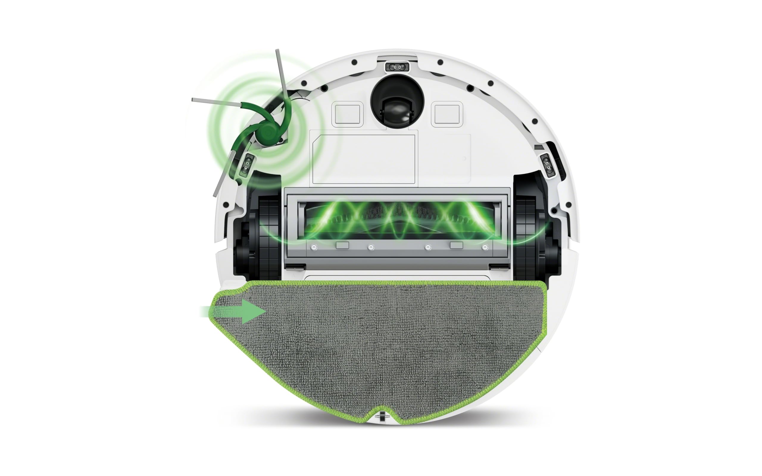 iRobot Roomba® 115 Combo Robot Aspirapolvere Lavapavimenti, 15.000 Pa, Aspirazione e Lavaggio 2 in 1, Mappatura ClearView™ LiDAR, SmartScrub™, Controllo App e Vocale, Bianco