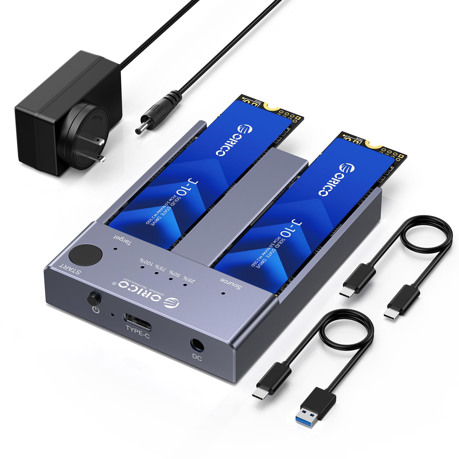 ORICO M.2 NVMe SSD デュプリケーター M2P2-E3-C Amazon.com: ORICO M.2 NVMe Docking Station Dual-Bay SSD