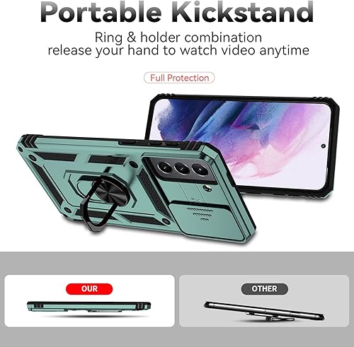 Miniatura 7 de Funda para Samsung Galaxy S21 Plus con protector de pantalla para lente de cámara, protector de pantalla, prueba de caídas de grado militar, soporte