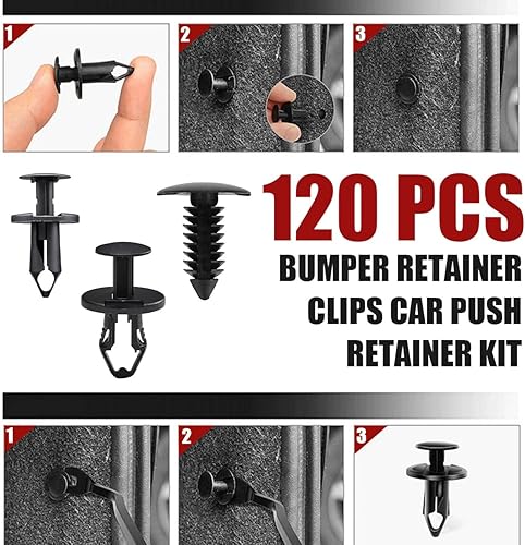 Miniatura 6 de 120 piezas 3 en 1 GM A20991 Fender Liner Clips 11589292 Remache de fijación de parachoques 21030249 Panel de moldura de puerta 1605396/1595864,