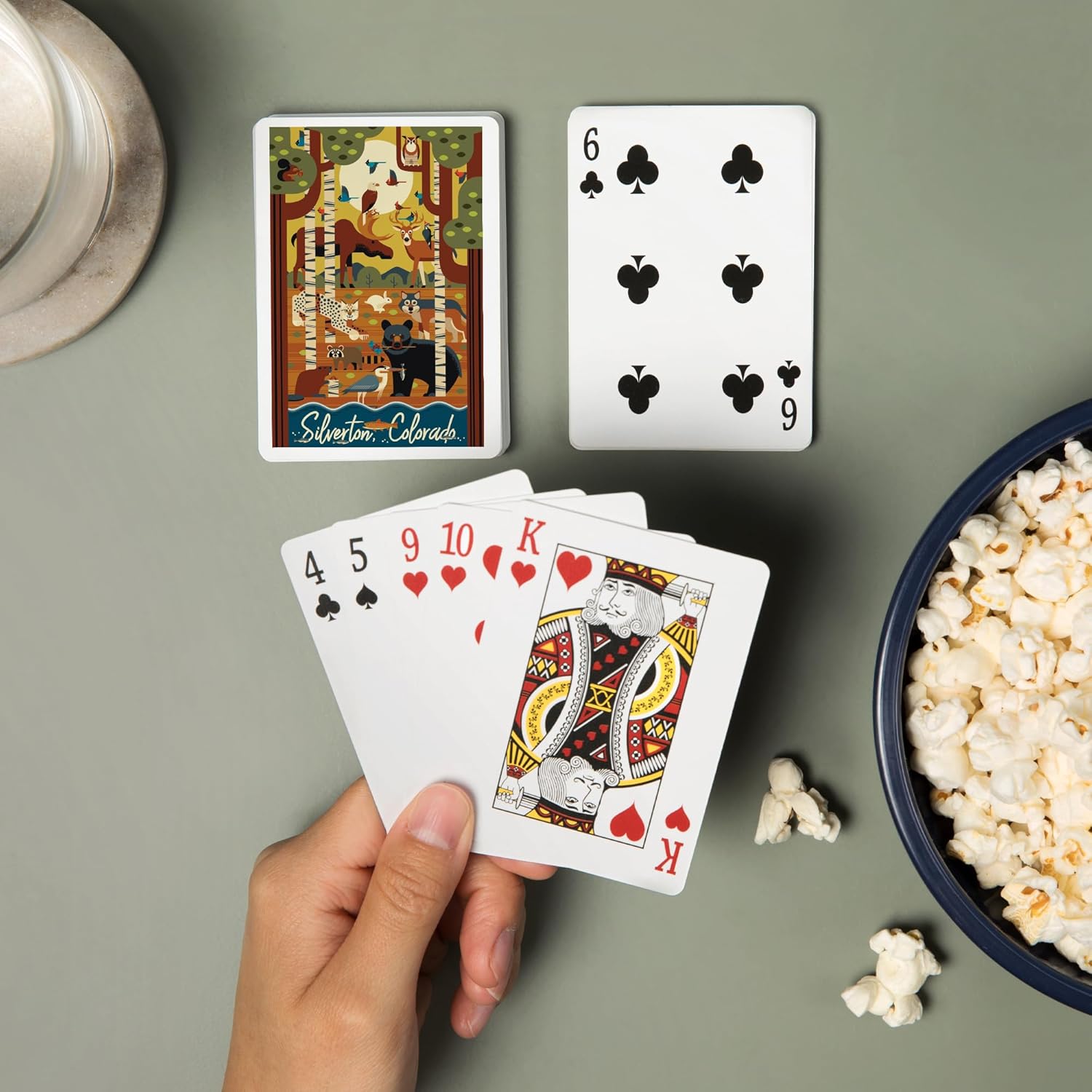 Lantern Press Silverton, Colorado, Forest Animals, Geometric, 52 Playing Cards for Adults, Poker Size Card Deck