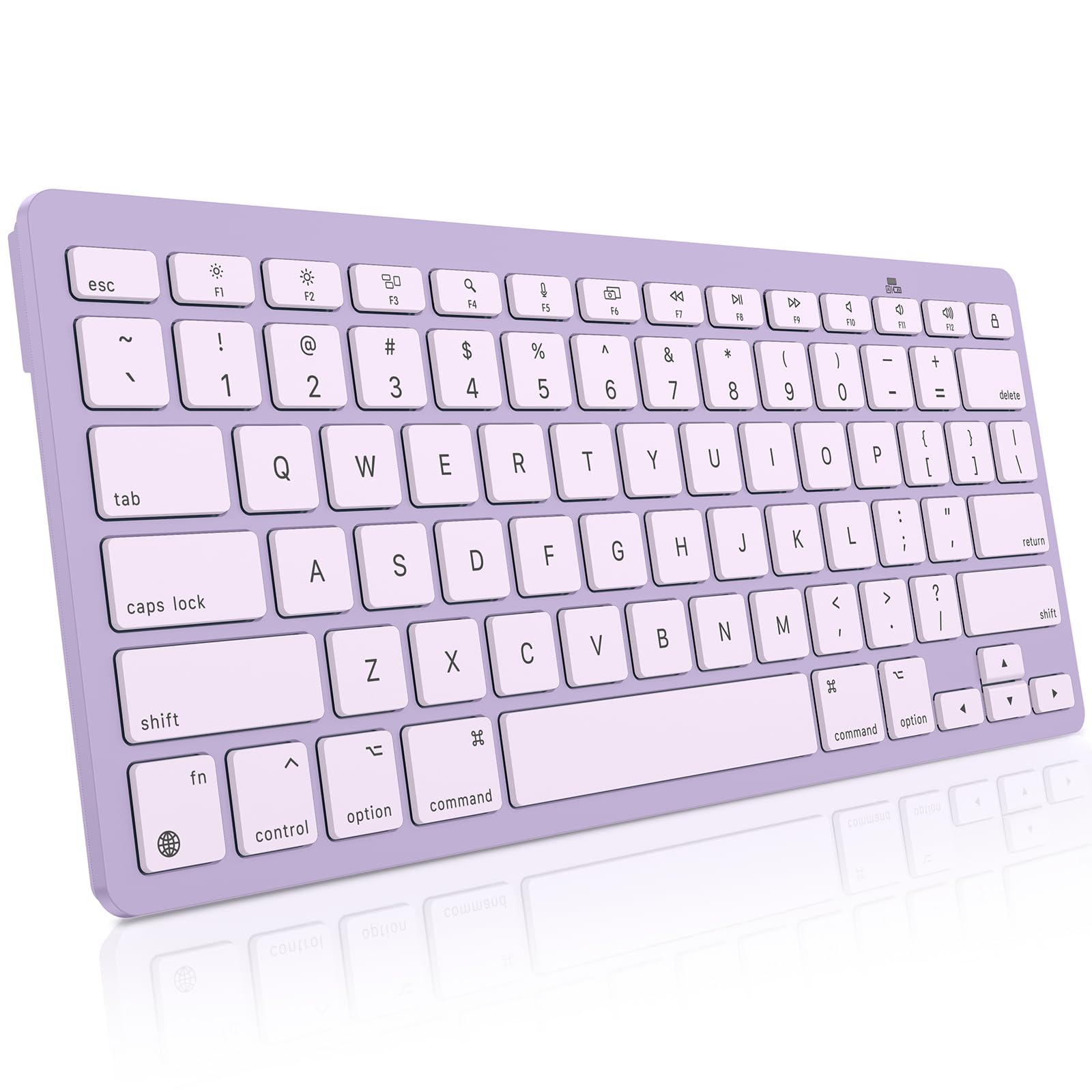 Photo 1 of OMOTON Ultra-Slim Wireless Keyboard for Mac, Stable Bluetooth Connection, Ergonomic Tilt Angel, Auto Sleep Energy Saving & Portable for Business Trip & Travel, Compatible with MacOS 10.10+, Purple